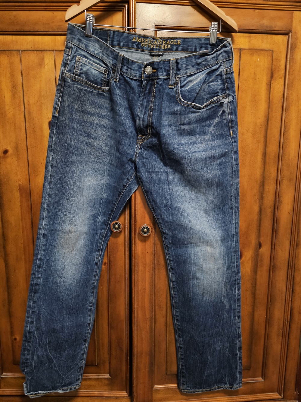 American Eagle Outfitters Men's Medium Blue Washed Straight Jeans